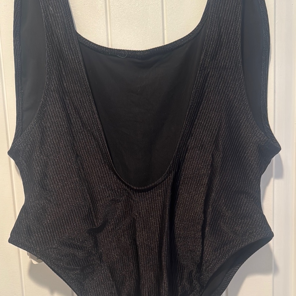 aerie Black Ribbed One-Piece Swimsuit - Picture 4 of 5